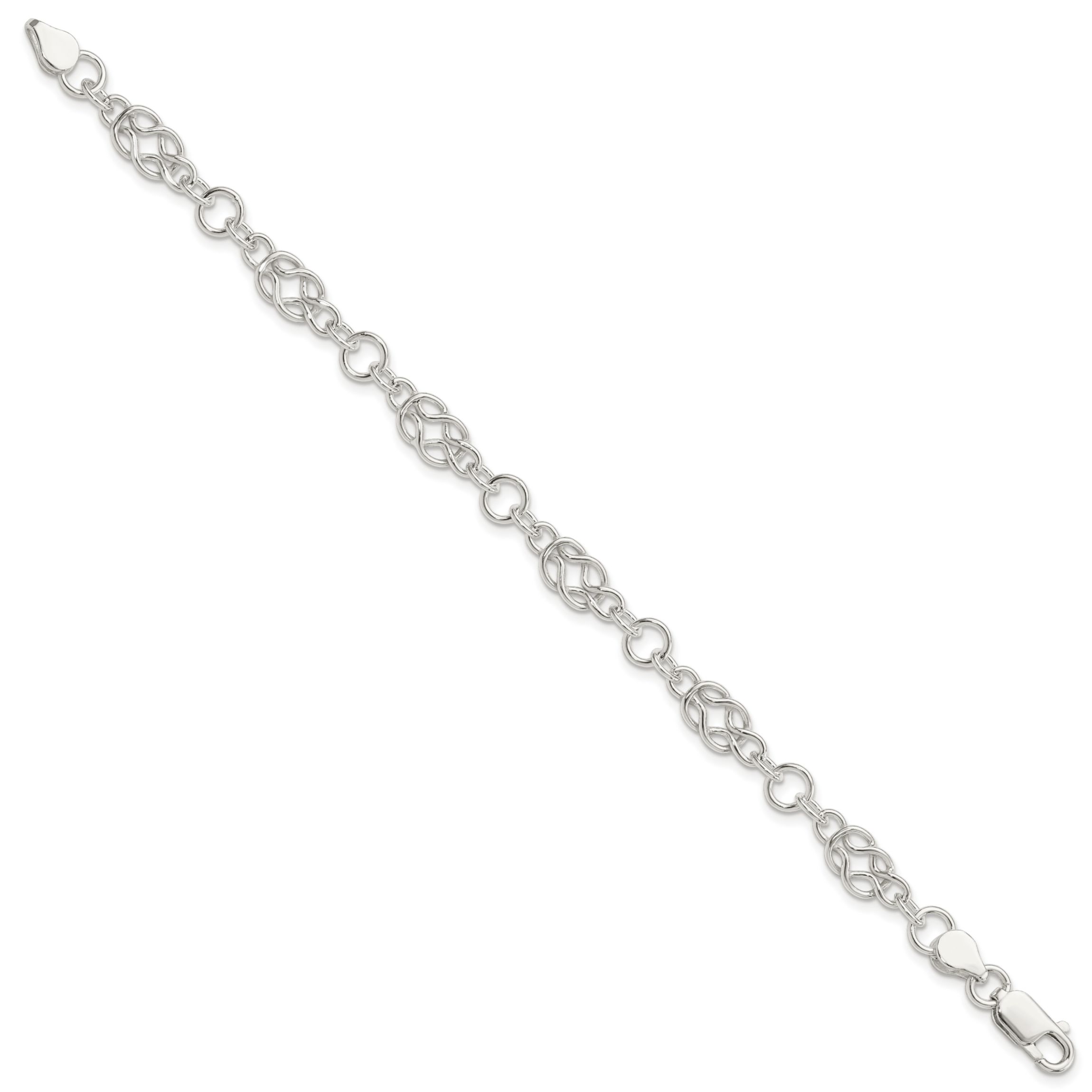 Sterling Silver 7.5-inch Polished Fancy Knot-Link Bracelet