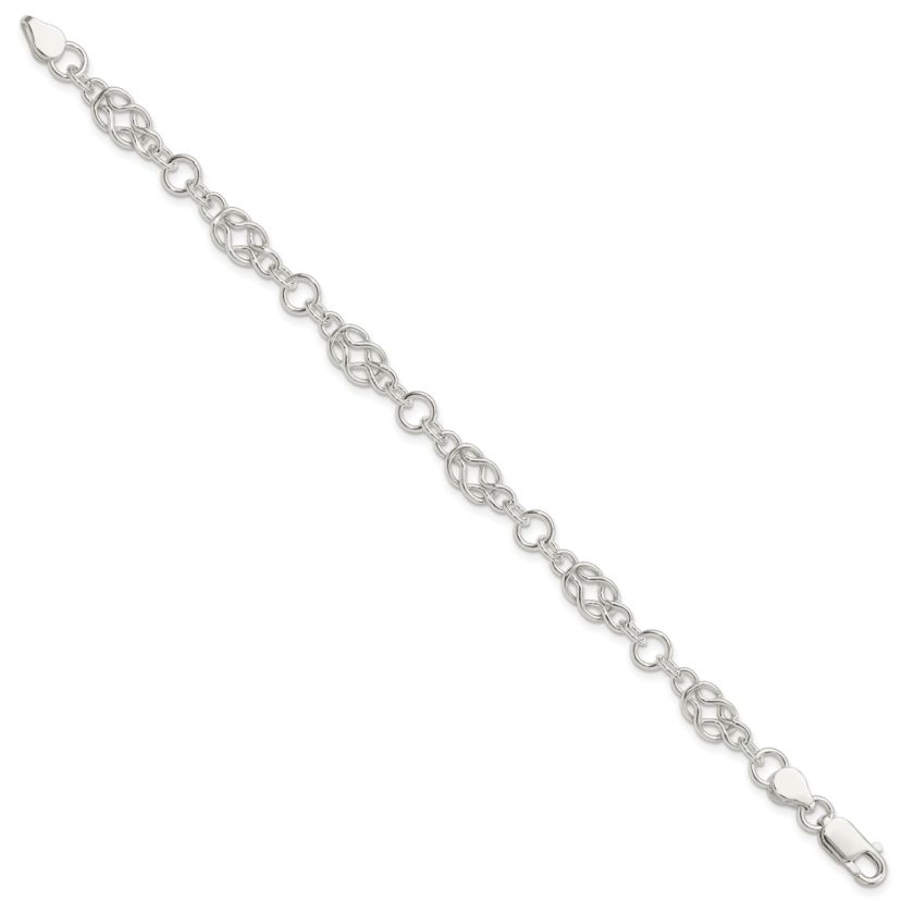 Sterling Silver 7.5-inch Polished Fancy Knot-Link Bracelet