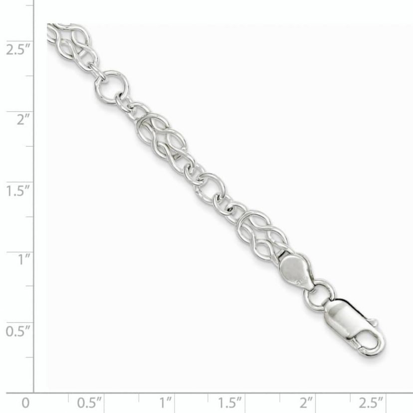 Sterling Silver 7.5-inch Polished Fancy Knot-Link Bracelet