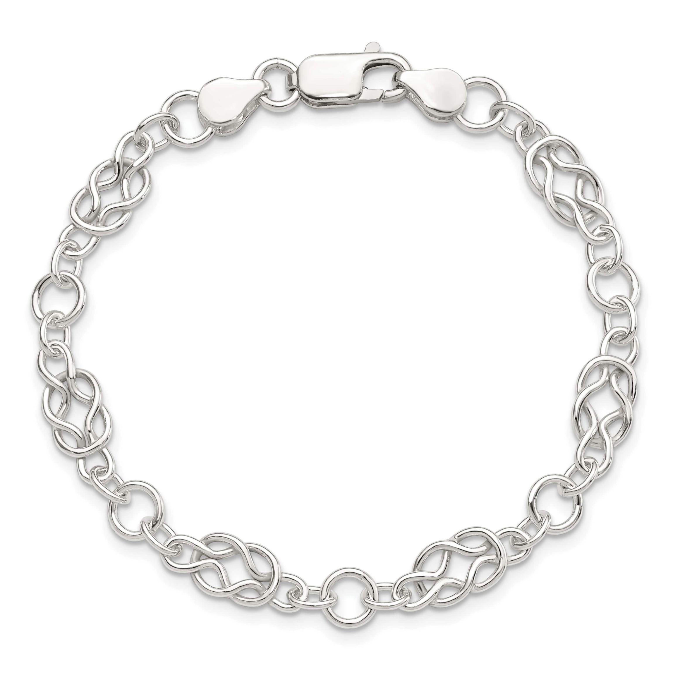 Sterling Silver 7.5-inch Polished Fancy Knot-Link Bracelet
