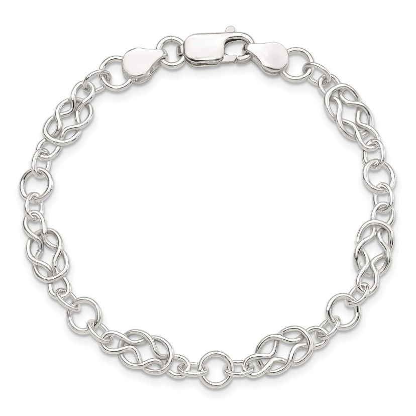 Sterling Silver 7.5-inch Polished Fancy Knot-Link Bracelet