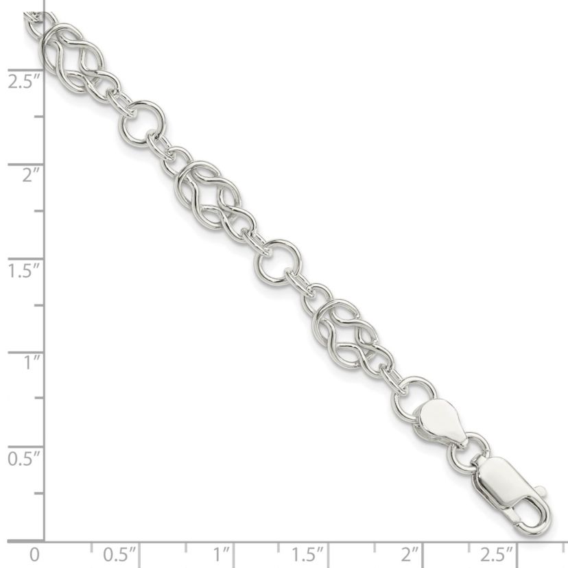 Sterling Silver 7.5-inch Polished Fancy Knot-Link Bracelet