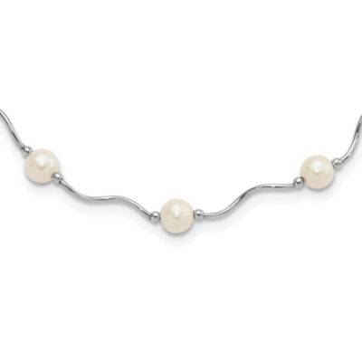 Belk & Co Sterling Silver Rhodium-plated 6-7mm White Freshwater Cultured Pearl Necklace