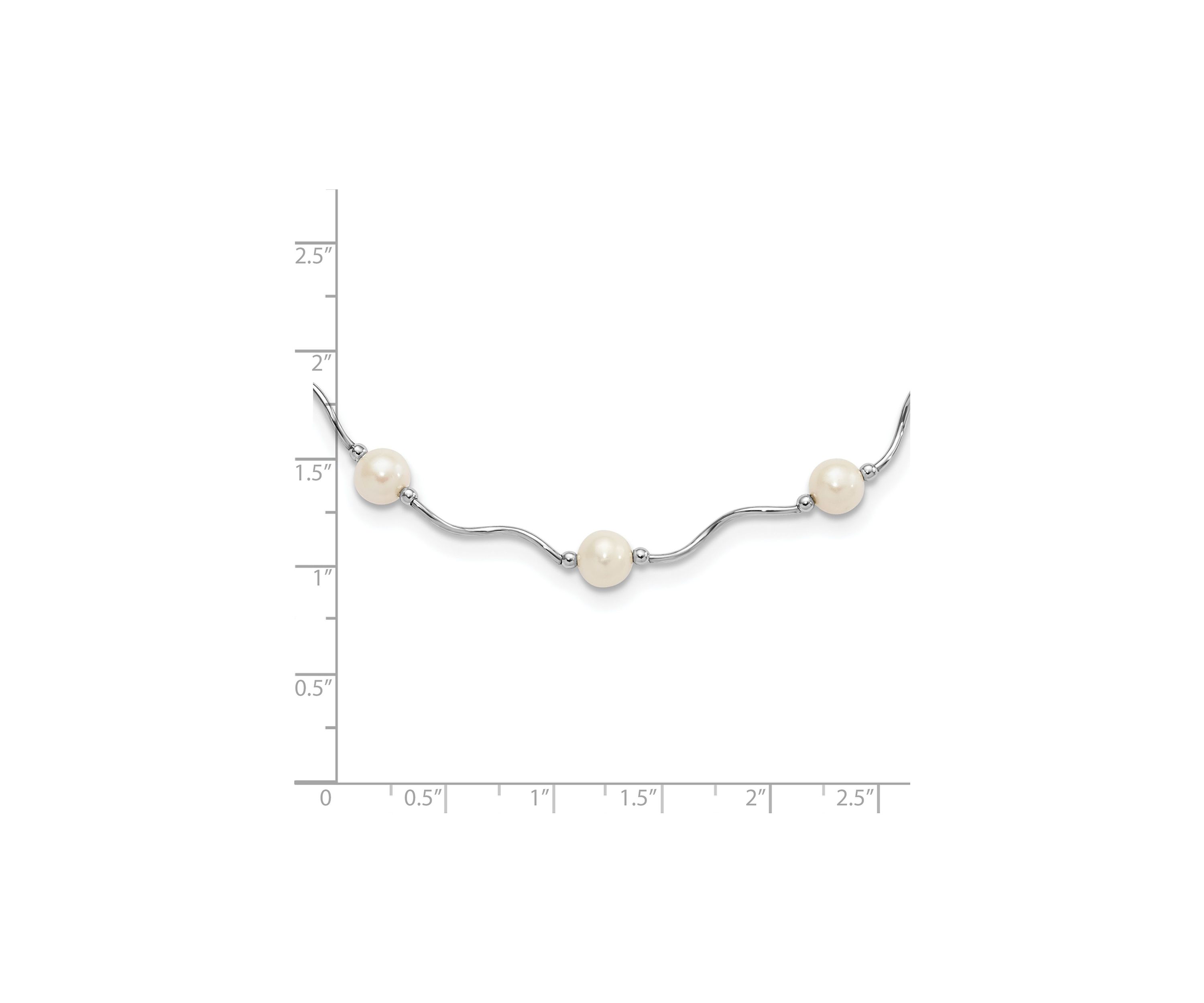Sterling Silver Rhodium-plated 6-7mm White Freshwater Cultured Pearl Necklace
