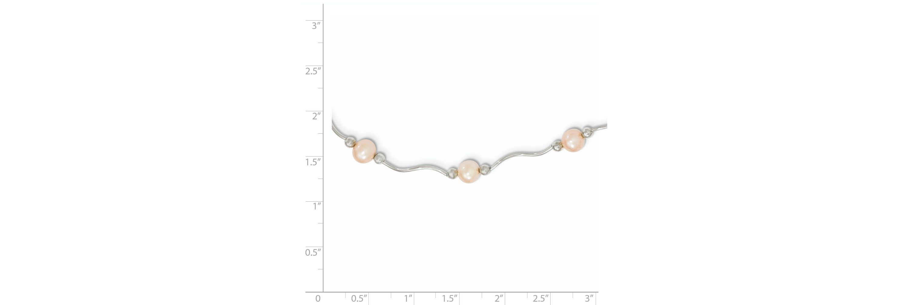 Sterling Silver Rhodium-plated 6-7mm Pink Freshwater Cultured Pearl Necklace