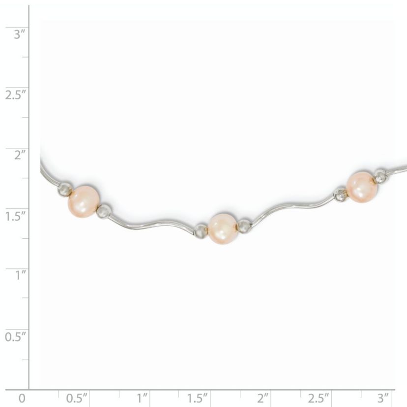 Sterling Silver Rhodium-plated 6-7mm Pink Freshwater Cultured Pearl Necklace