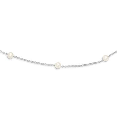 Belk & Co Sterling Silver Rhodium 7-8mm White Freshwater Cultured Pearl with 2-inch Extension Necklace