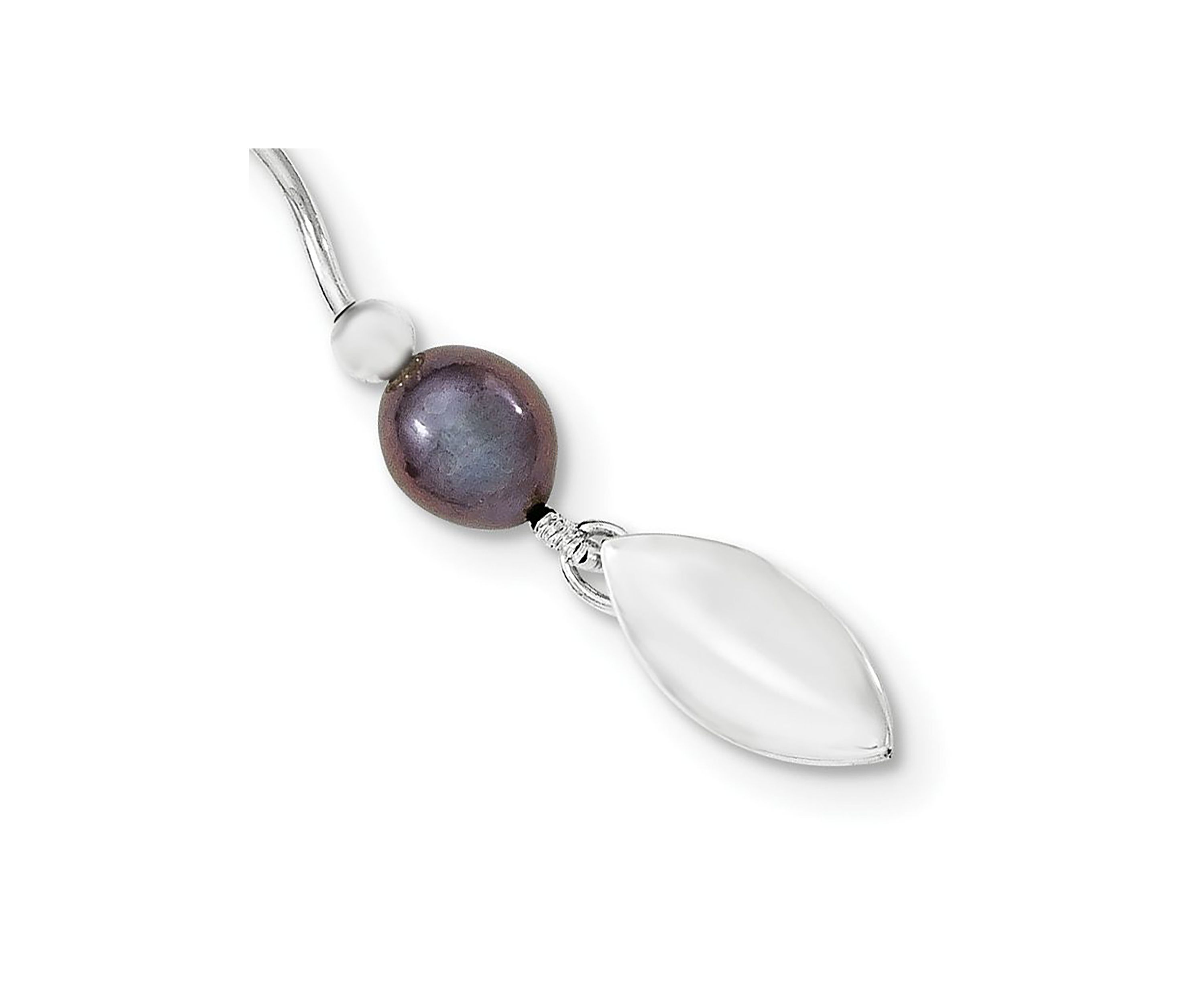 Sterling Silver Rhodium-plated 6-7mm Black Freshwater Cultured Pearl Necklace