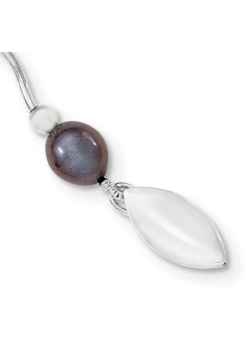 Sterling Silver Rhodium-plated 6-7mm Black Freshwater Cultured Pearl Necklace