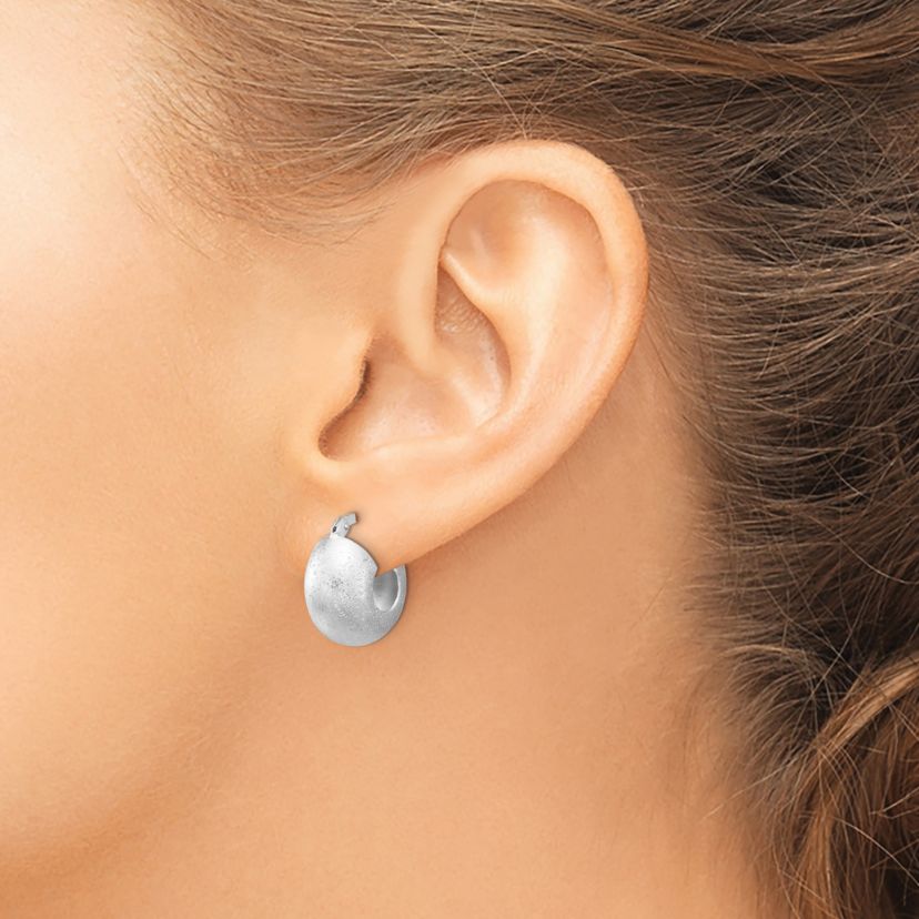 Sterling Silver Rhodium-plated Sparkle Hoop Earrings