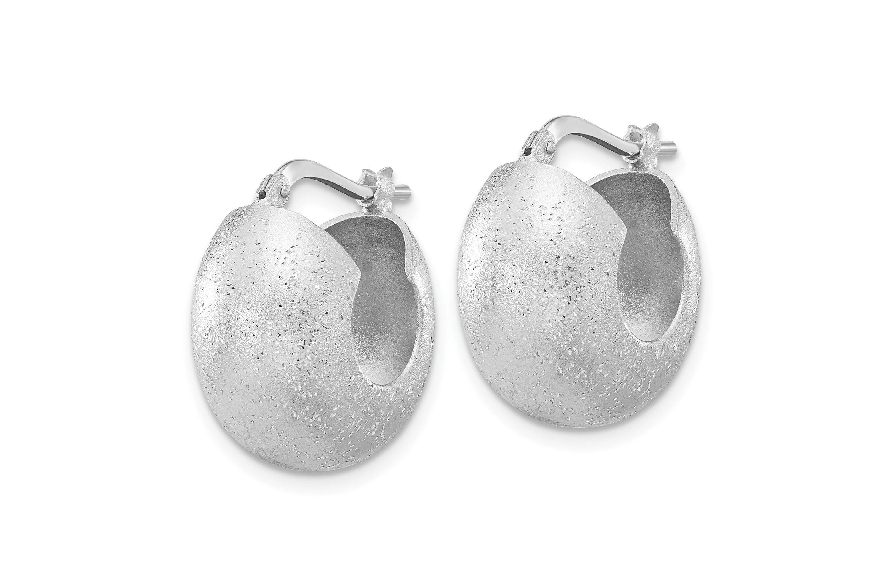 Sterling Silver Rhodium-plated Sparkle Hoop Earrings