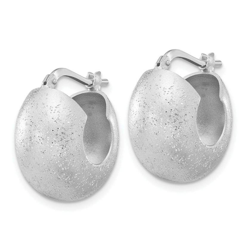 Sterling Silver Rhodium-plated Sparkle Hoop Earrings