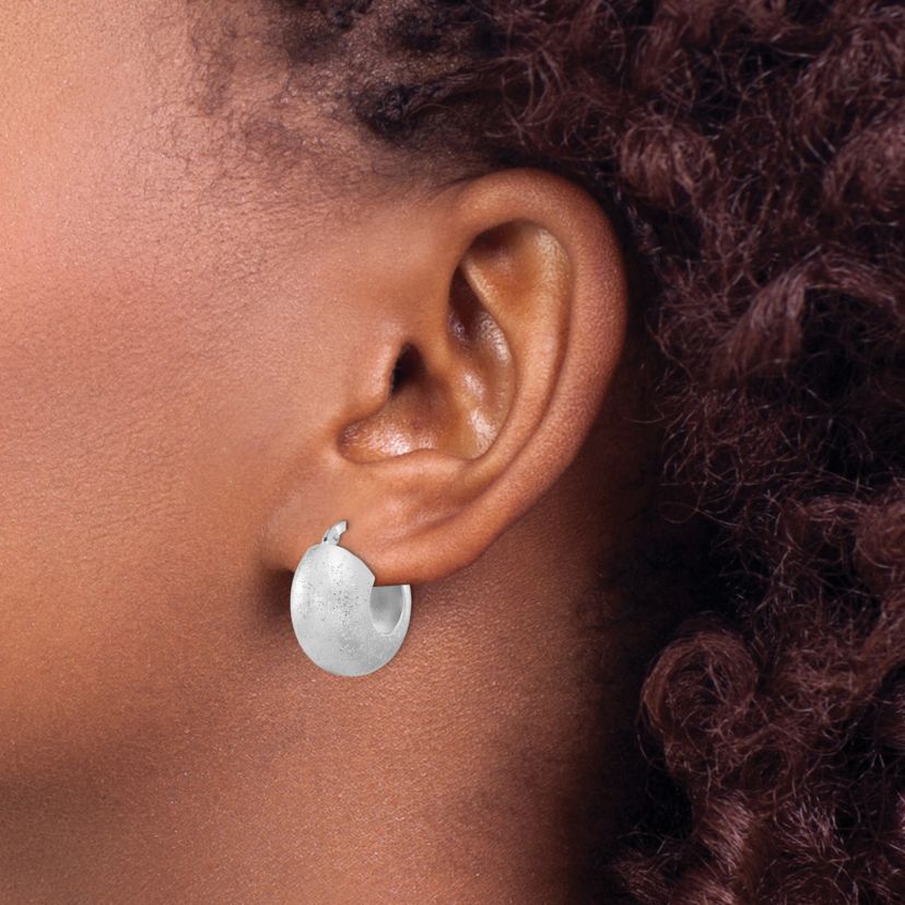 Sterling Silver Rhodium-plated Sparkle Hoop Earrings