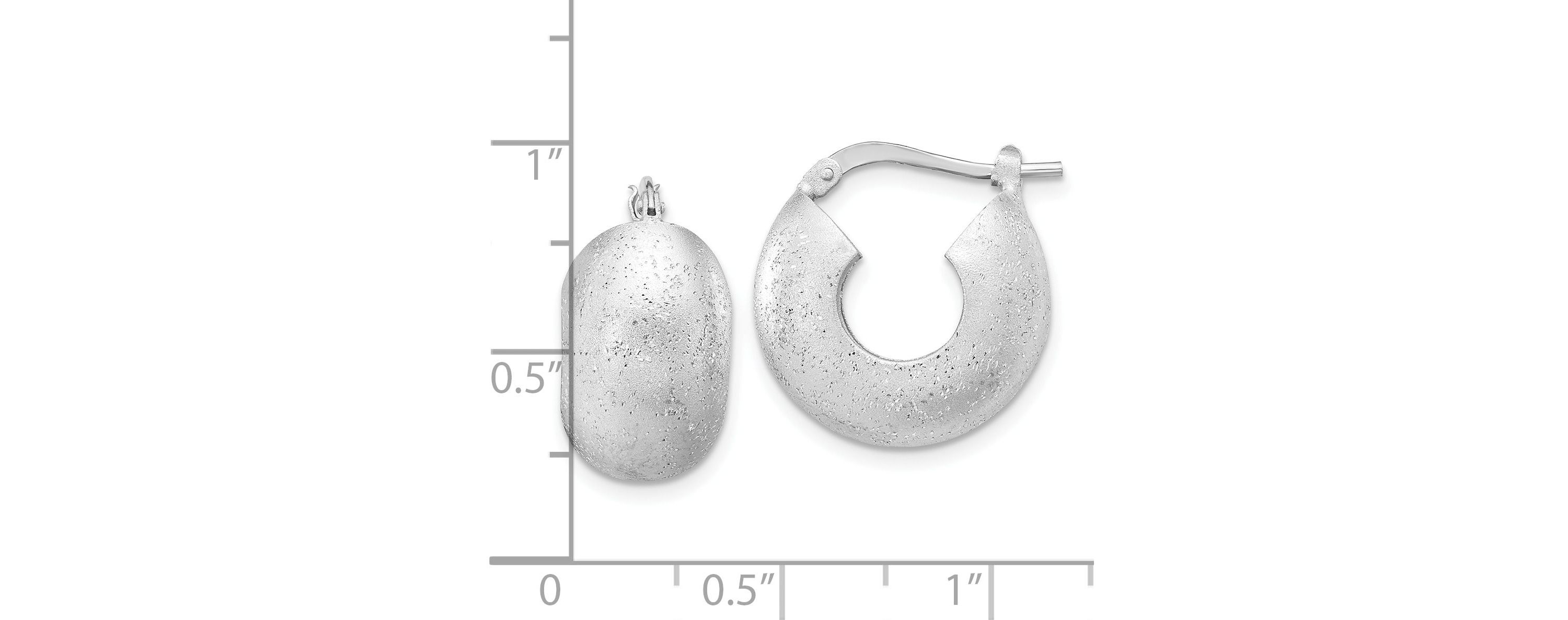 Sterling Silver Rhodium-plated Sparkle Hoop Earrings