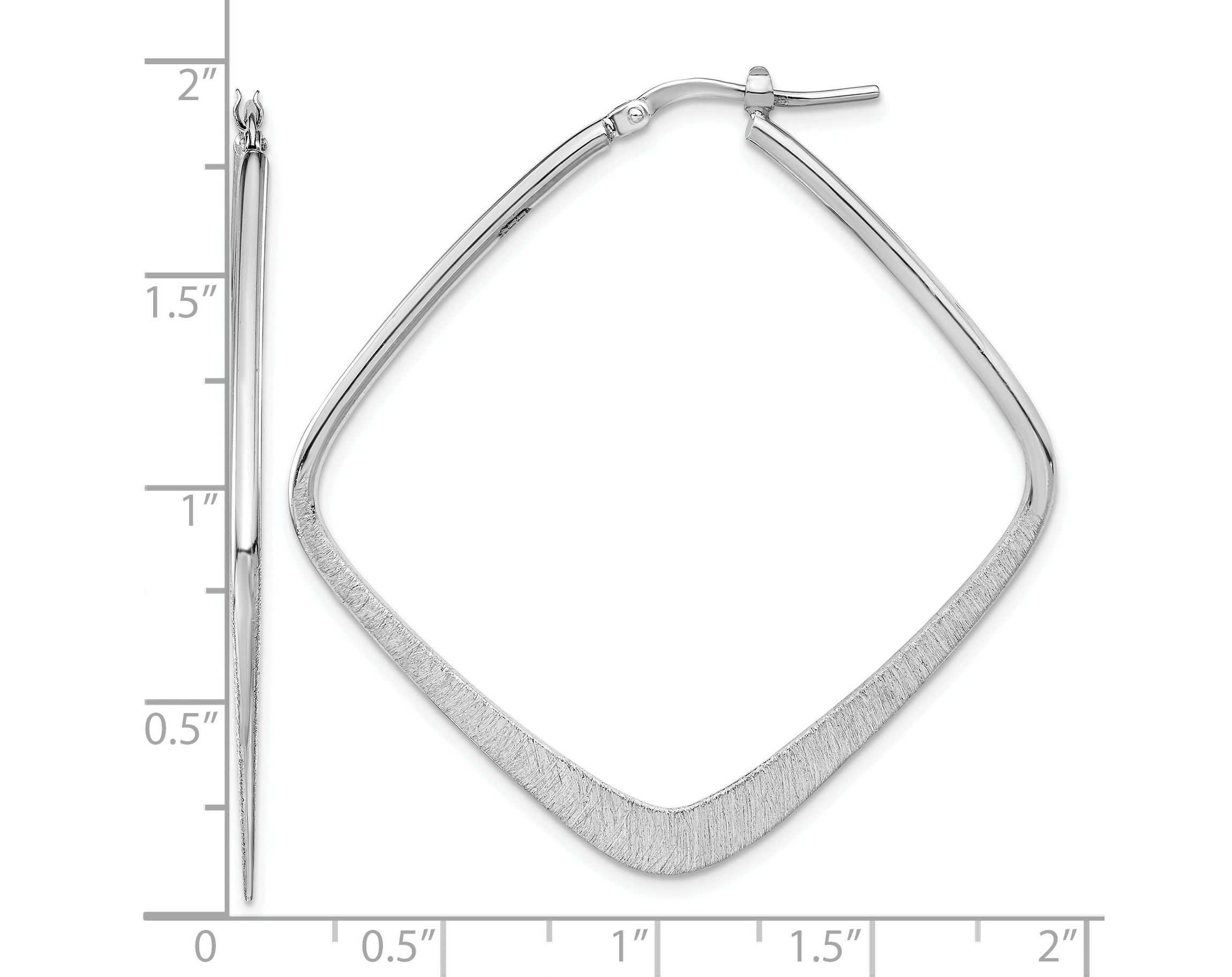 Sterling Silver Rhodium-plated Etched Square Hoop Earrings
