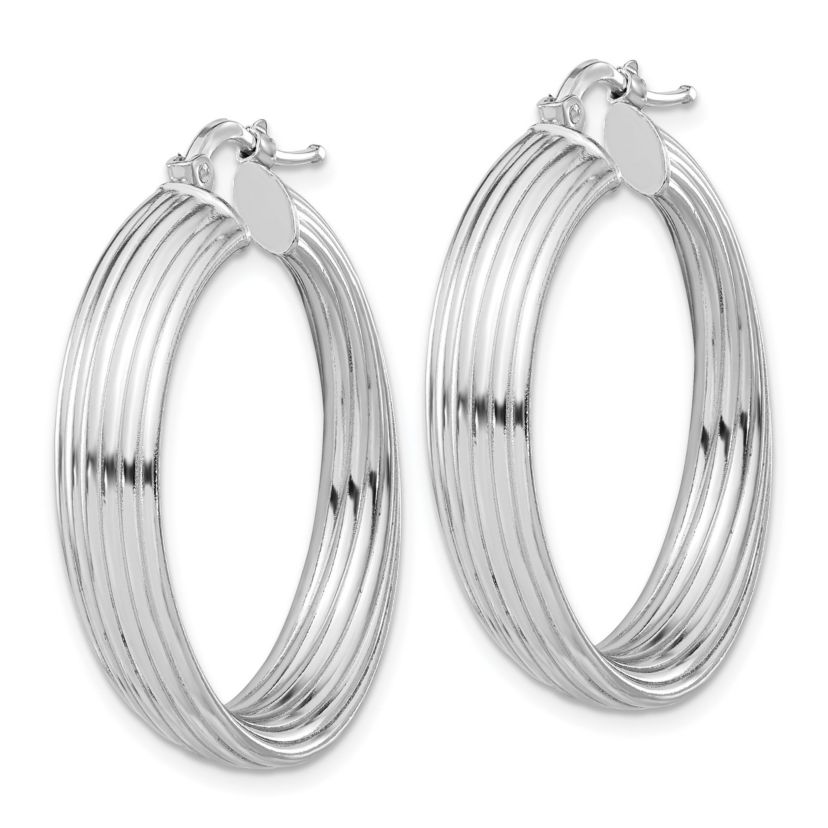 Sterling Silver Rhodium-plated Small Hoop Earrings