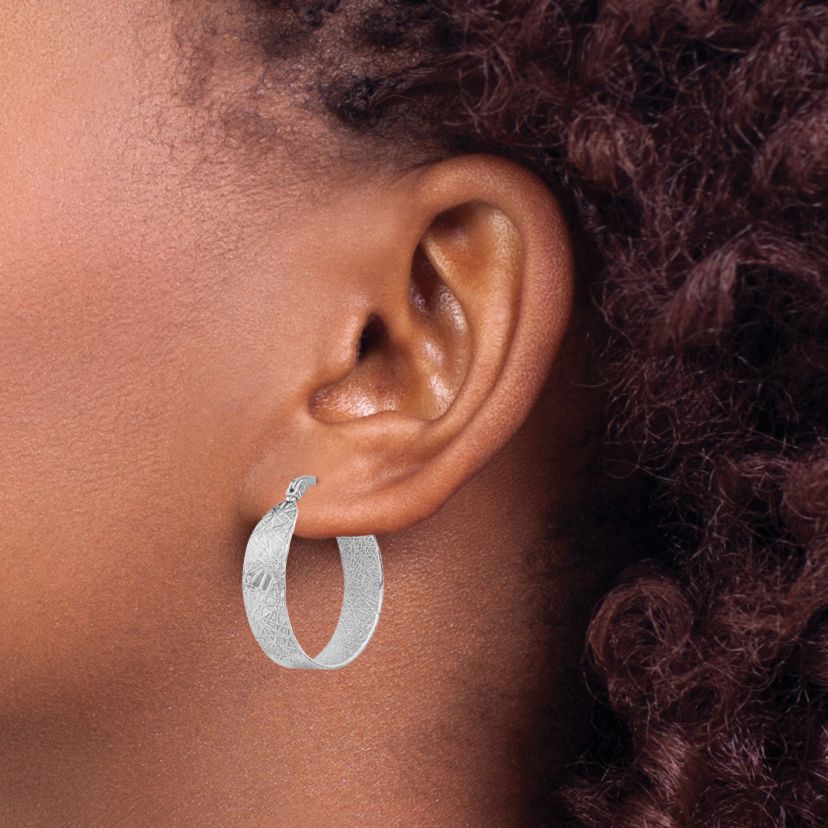 Sterling Silver Rhodium-plated Small Hoop Earrings