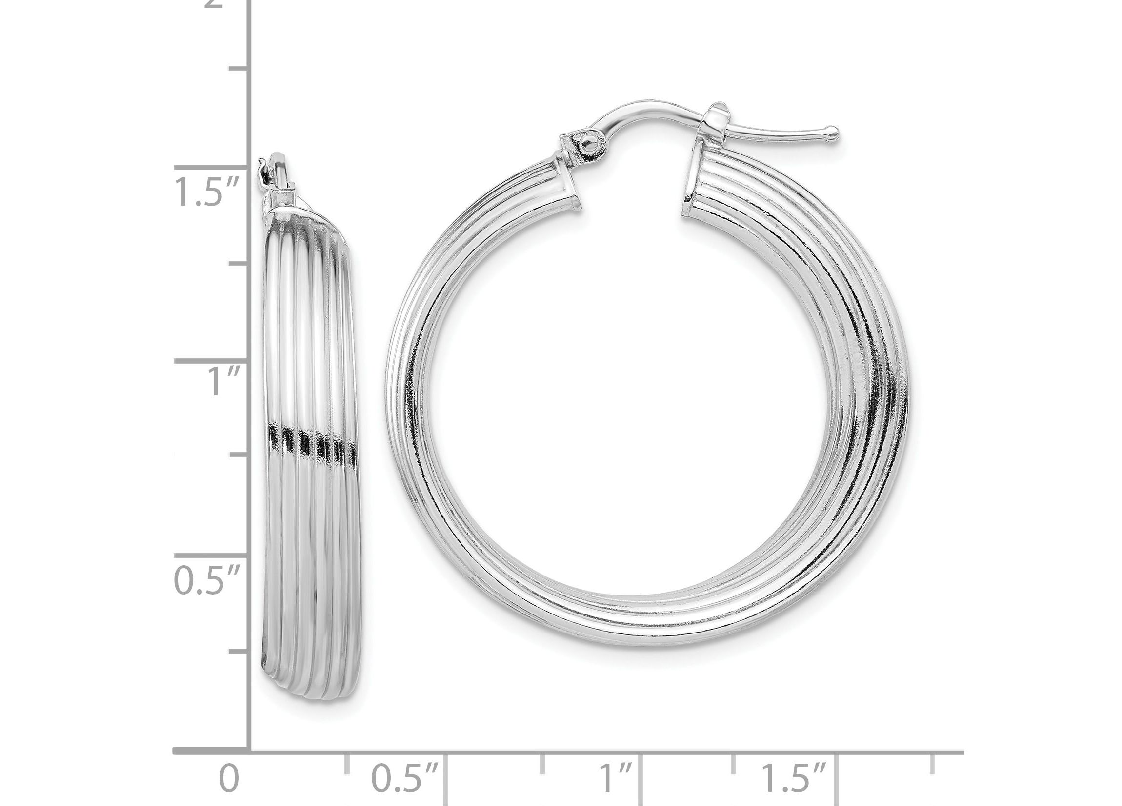 Sterling Silver Rhodium-plated Small Hoop Earrings