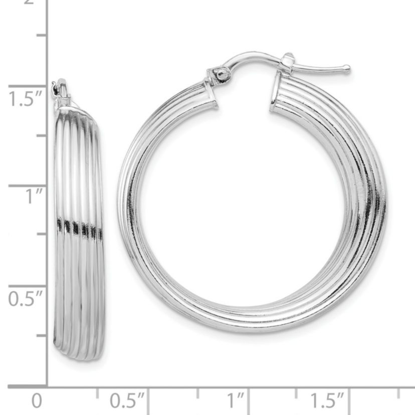 Sterling Silver Rhodium-plated Small Hoop Earrings