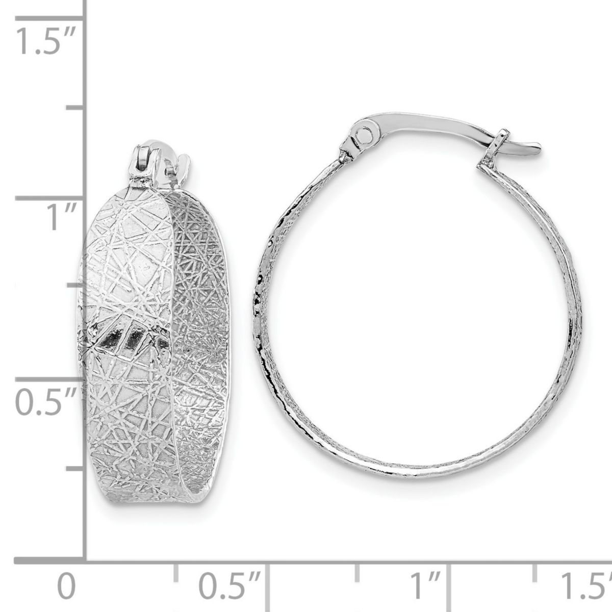 Sterling Silver Rhodium-plated Textured Hoop Earrings