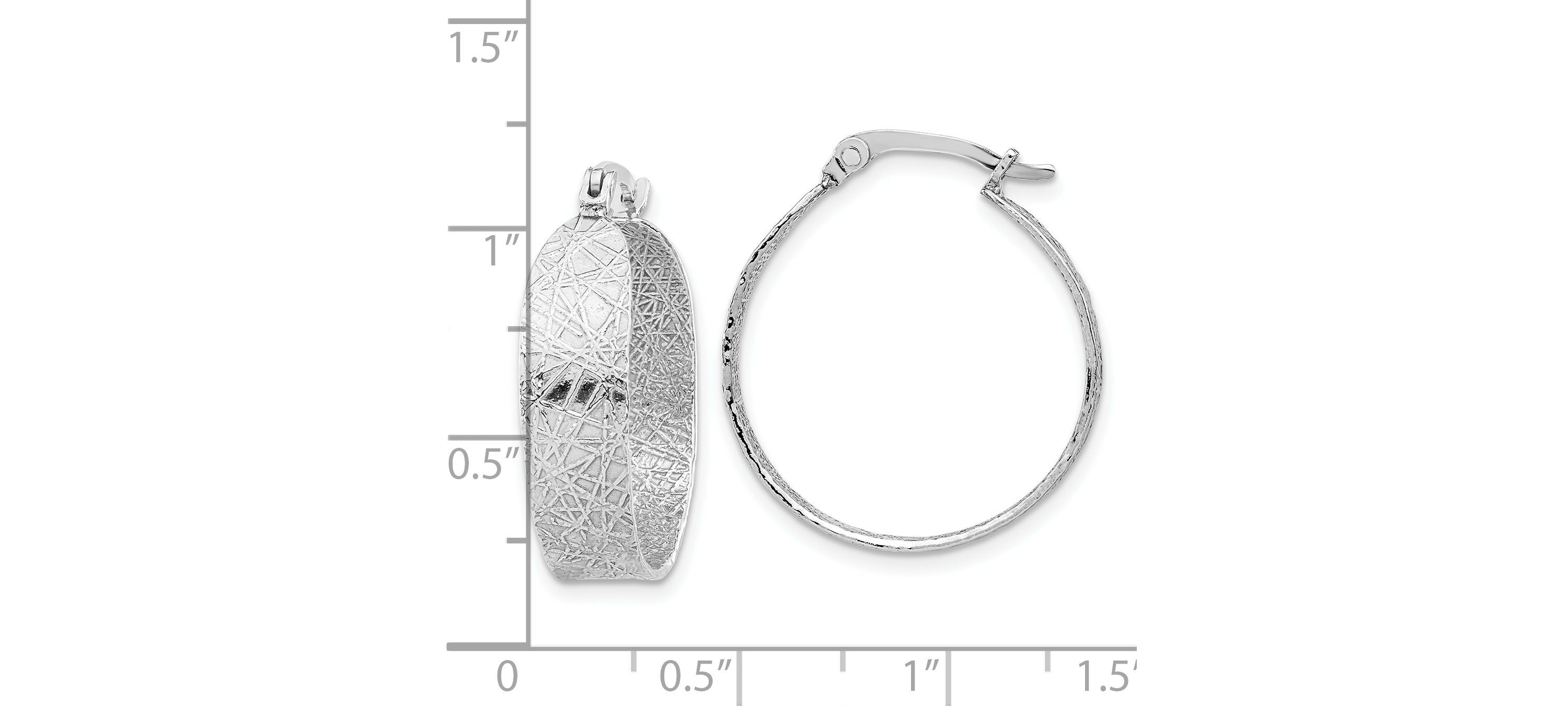 Sterling Silver Rhodium-plated Textured Hoop Earrings