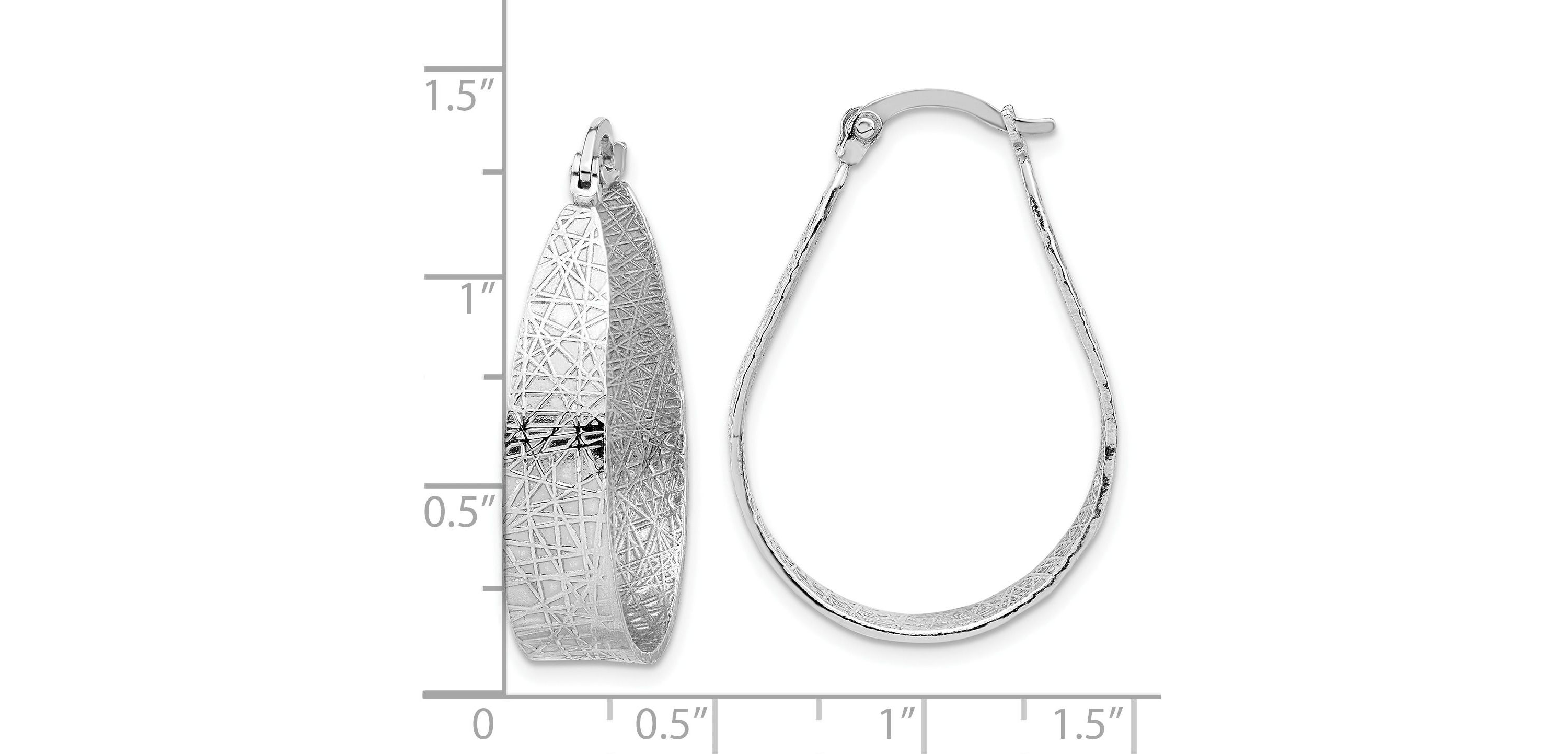 Sterling Silver Rhodium-plated Textured Hoop Earrings
