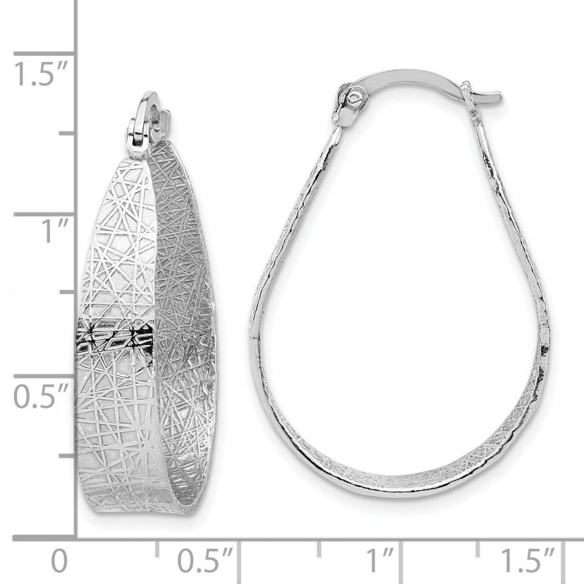 Sterling Silver Rhodium-plated Textured Hoop Earrings