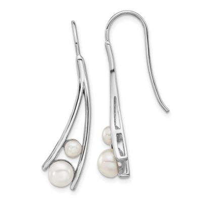 Belk & Co Sterling Silver Rhodium-plated Freshwater Cultured Pearl Drop Earrings, White