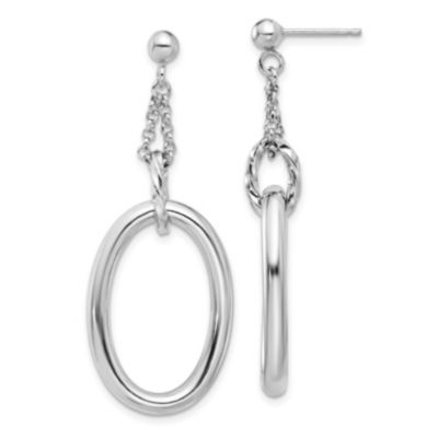 Belk & Co Sterling Silver Rhodium-plated Oval Post Dangle Earrings, White