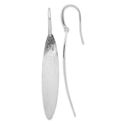 Belk & Co Sterling Silver Rhodium-plated Polished and Diamond-cut Oval Shepherd Hook Earrings, White