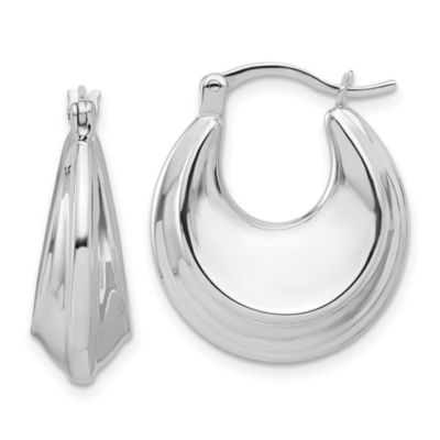 Belk & Co Sterling Silver Rhodium-plated Graduating Puffed Hoop Earrings