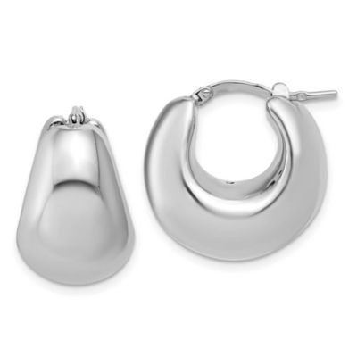 Belk & Co Sterling Silver Rhodium-plated Polished Puffed Hoop Earrings, White