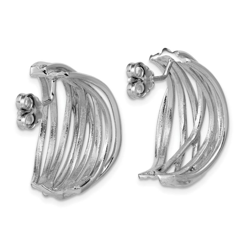 Sterling Silver Rhodium-plated Polished C-Hoop Post Earrings