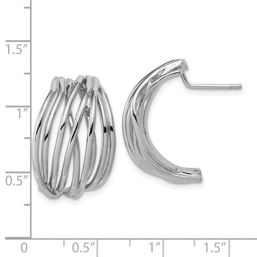 Sterling Silver Rhodium-plated Polished C-Hoop Post Earrings