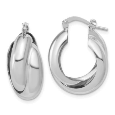 Belk & Co Sterling Silver Rhodium-Plated Polished Twisted Hoop Earrings