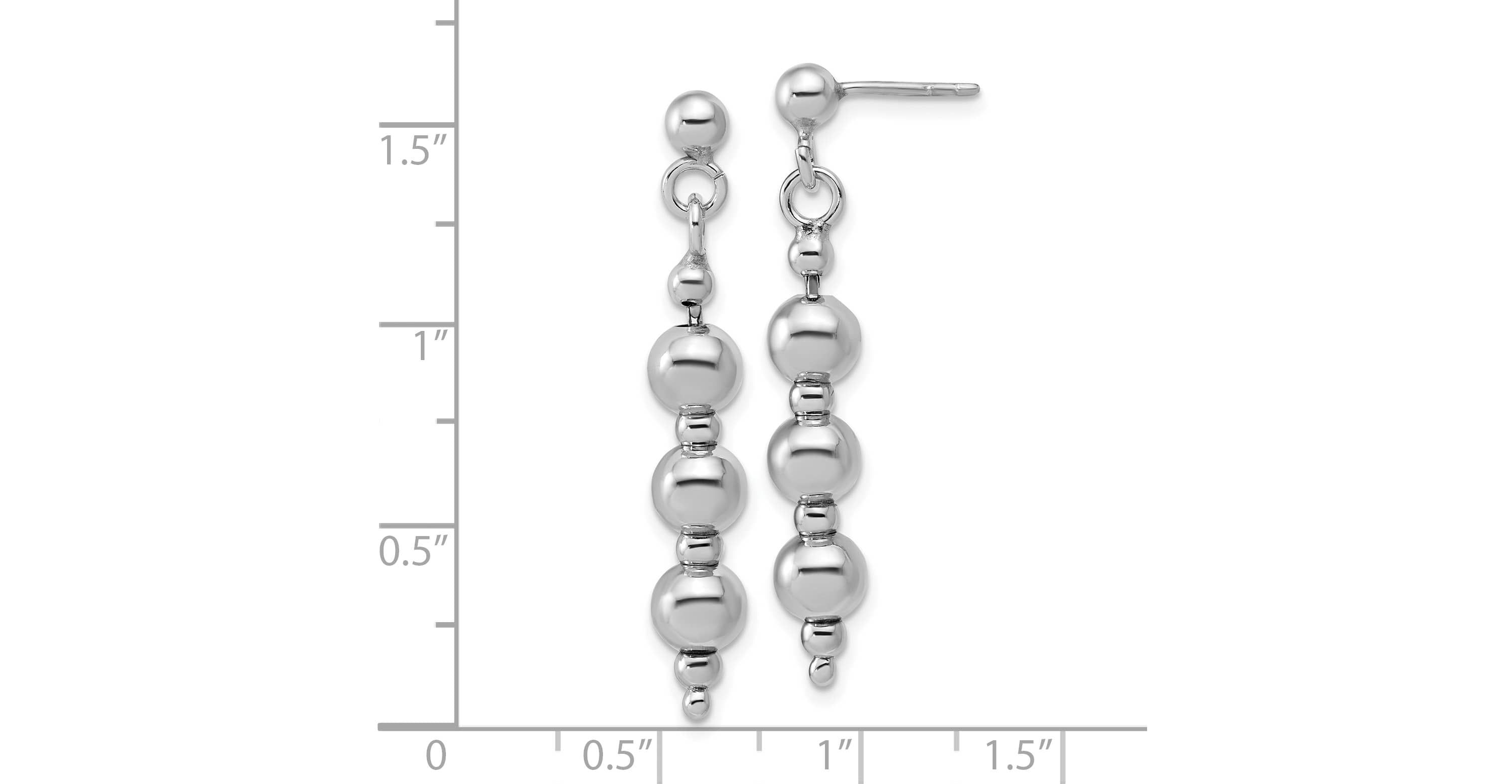 Sterling Silver Rhodium-Plated Ball Dangle Post Earrings