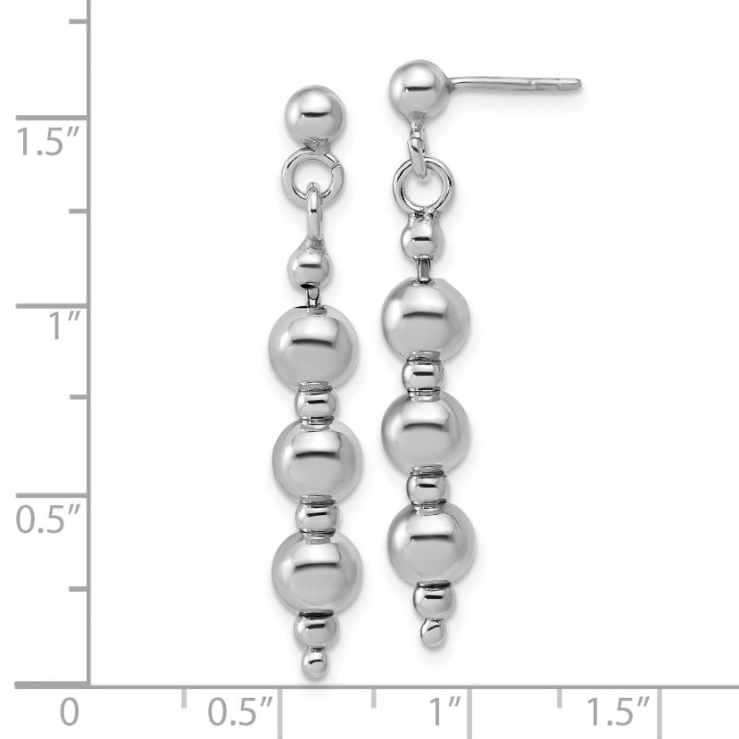 Sterling Silver Rhodium-Plated Ball Dangle Post Earrings