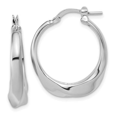 Belk & Co Sterling Silver Rhodium-plated Polished Twisted Hollow Hoop Earrings