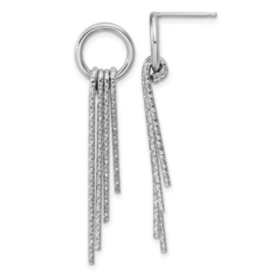 Belk & Co Sterling Silver Rhodium-plated Diamond-cut Movable Dangle Post Earrings, White