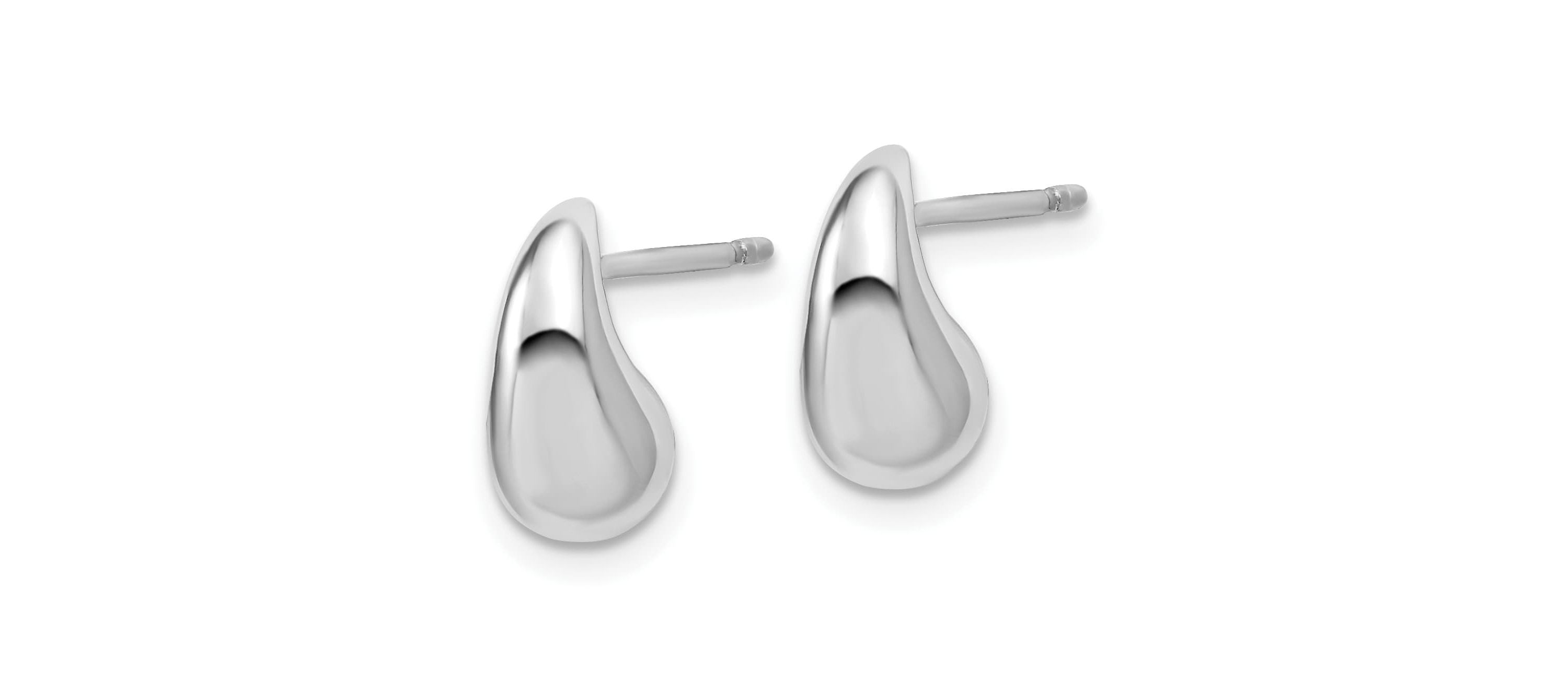 Sterling Silver Rhodium-plated Polished Puffed Teardrop Post Earrings