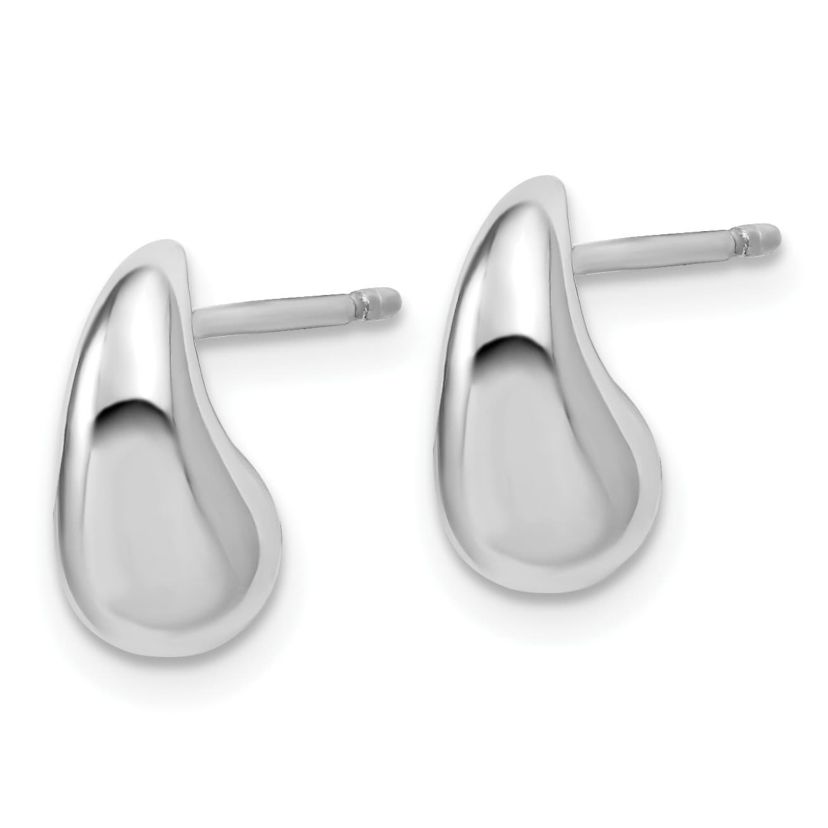 Sterling Silver Rhodium-plated Polished Puffed Teardrop Post Earrings