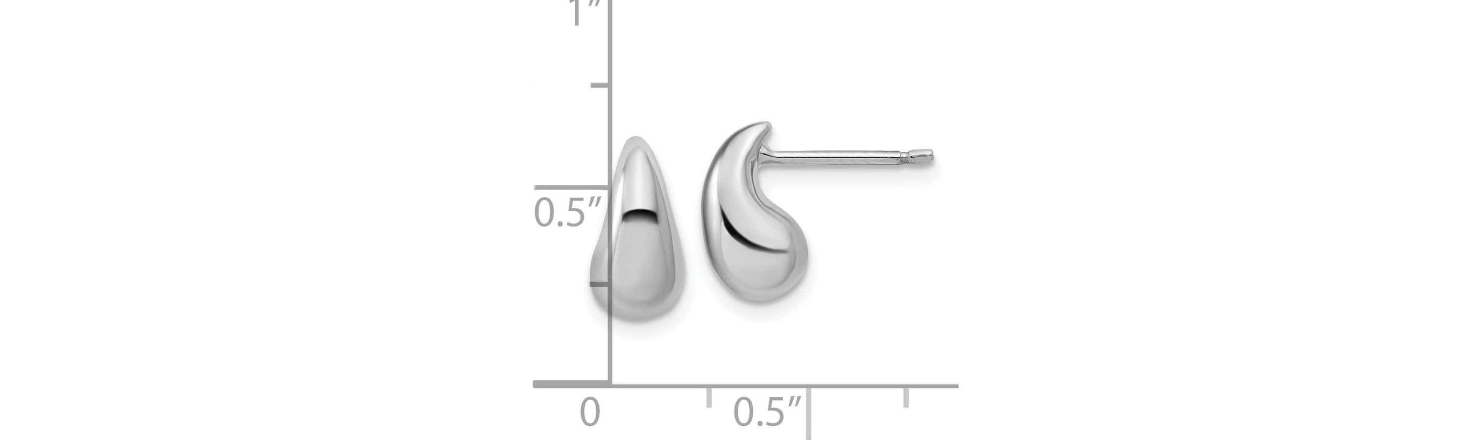 Sterling Silver Rhodium-plated Polished Puffed Teardrop Post Earrings