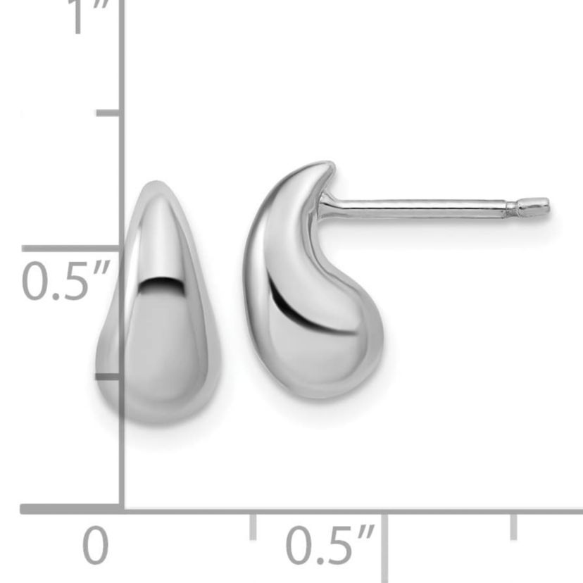 Sterling Silver Rhodium-plated Polished Puffed Teardrop Post Earrings