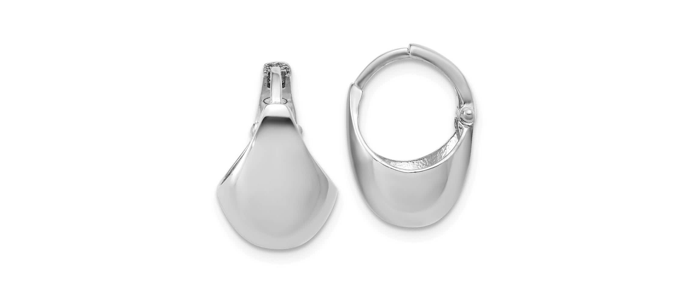 Sterling Silver Rhodium-plated Polished Hinged Huggie Hoop Earrings