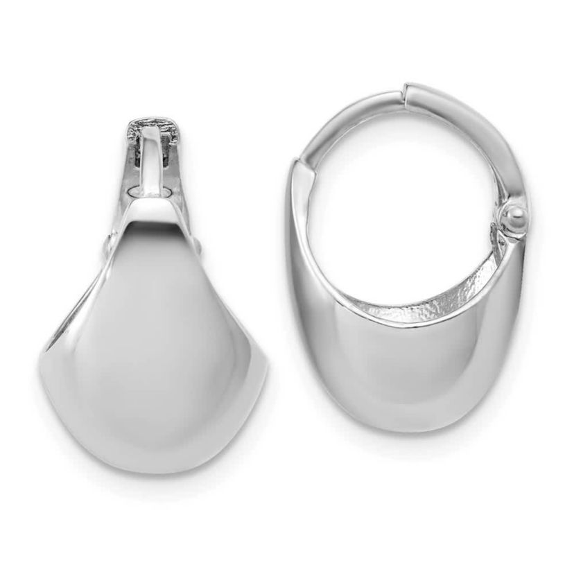 Sterling Silver Rhodium-plated Polished Hinged Huggie Hoop Earrings
