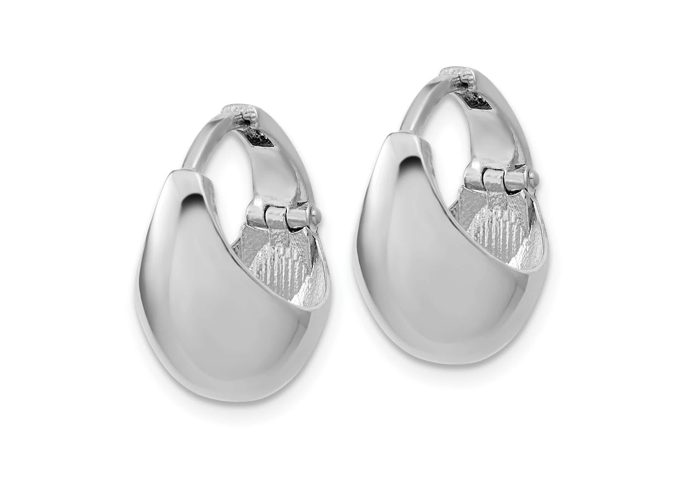Sterling Silver Rhodium-plated Polished Hinged Huggie Hoop Earrings