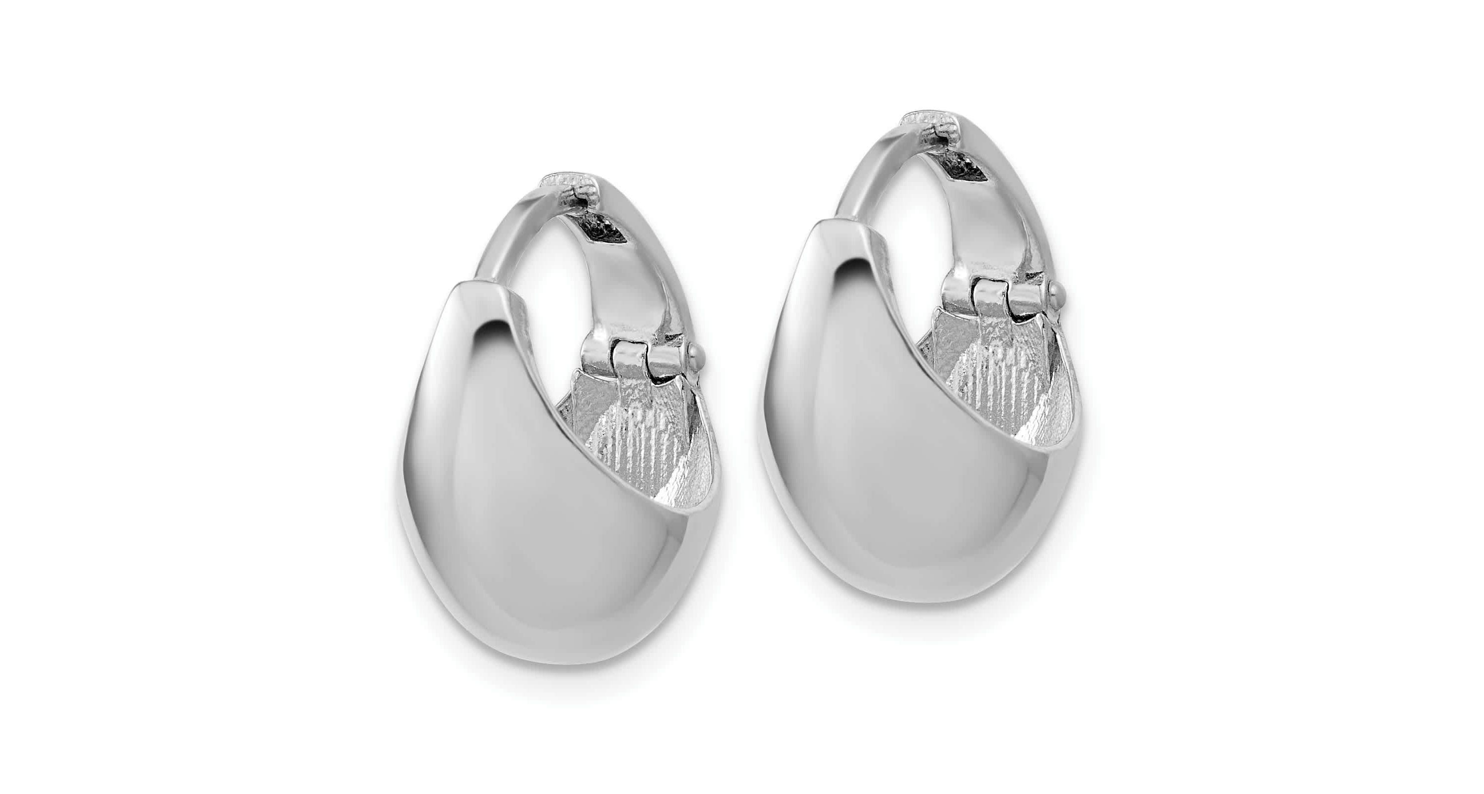 Sterling Silver Rhodium-plated Polished Hinged Huggie Hoop Earrings