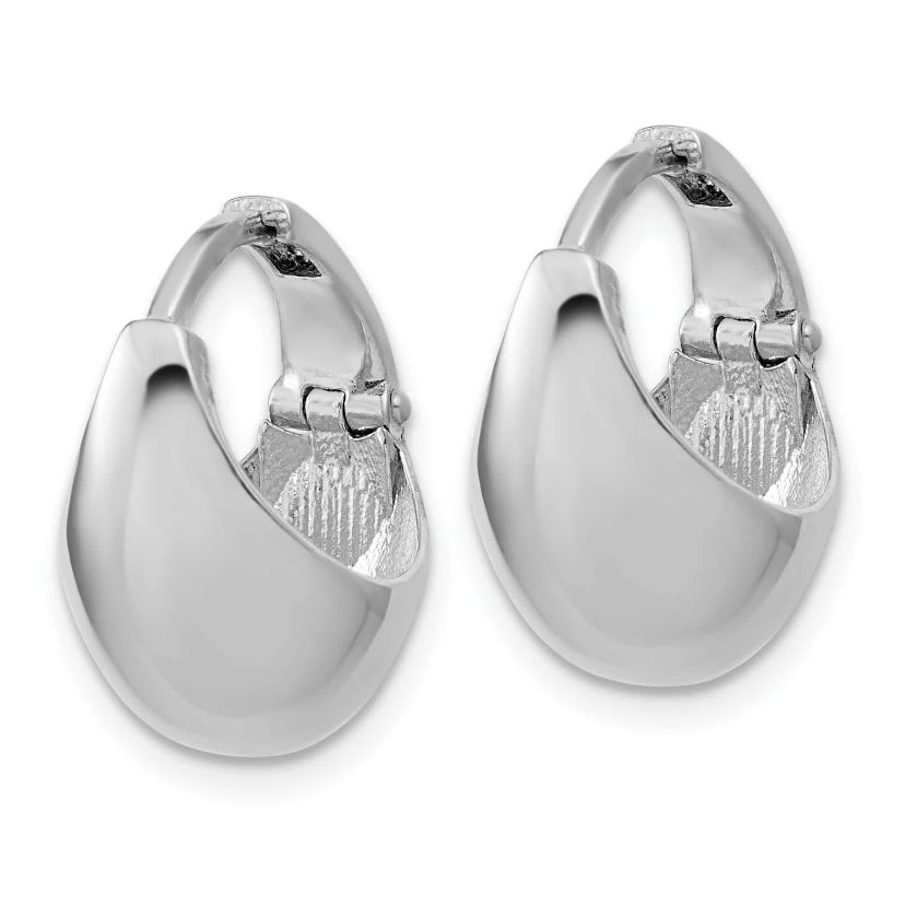 Sterling Silver Rhodium-plated Polished Hinged Huggie Hoop Earrings