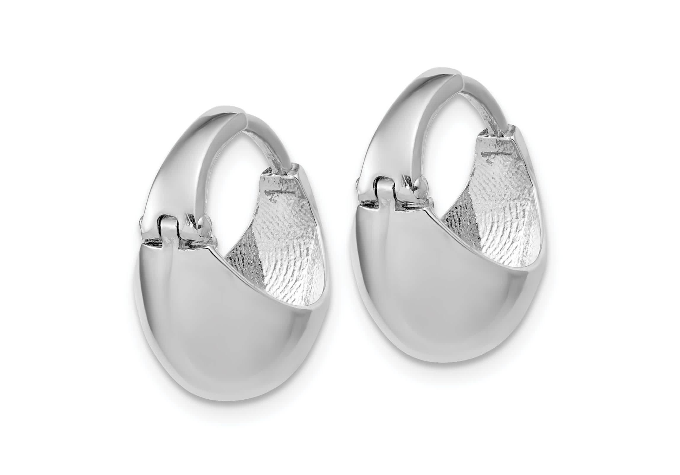 Sterling Silver Rhodium-plated Polished Hinged Huggie Hoop Earrings
