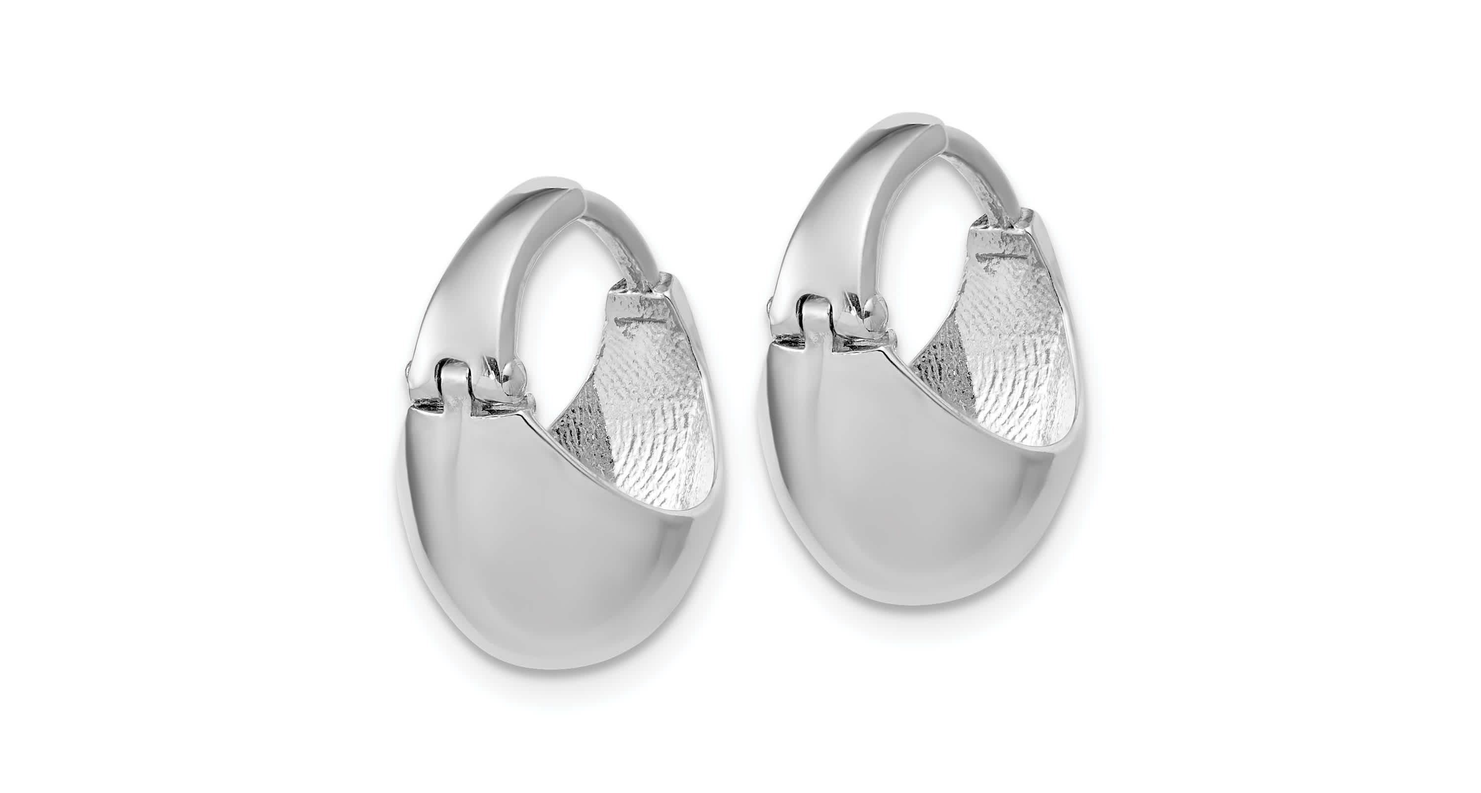 Sterling Silver Rhodium-plated Polished Hinged Huggie Hoop Earrings